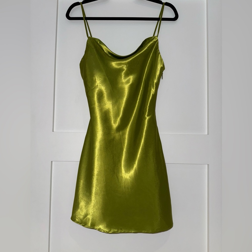House of Harlow-designed by Nicole Richie-Elegant Green Satin Slip Dress